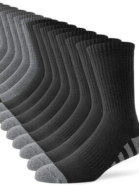 8 Pairs Men's Athletic Crew Socks | Cushioned Running & Workout
